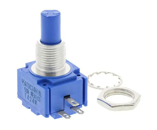 63-7984-85　Bourns 1 Gang Rotary Cermet Potentiometer with a 6.35 mm Dia. Shaft, 50kΩ, ±5%, 2W, Linear 95A1D-C24-H18L　95A1D-C24-H18L