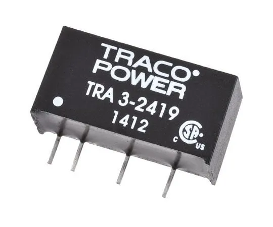 63-7956-62　TRACOPOWER TRA 3 3W Isolated DC-DC Converter Through Hole, Voltage in 21.6 → 26.4 V dc, Voltage out 9V dc　TRA 3-2419