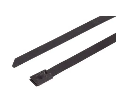 63-7790-28　RS PRO Black Polyester Coated Stainless Steel Roller Ball Cable Tie, 1m x 7.9 mm　743-6210