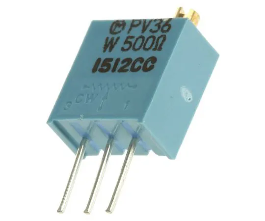 63-7955-52　500Ω Through Hole Trimmer Potentiometer 0.5W Top Adjust Bourns PV36 Series　PV36W501C01B00