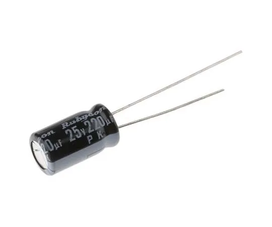 63-7818-09　Rubycon 220μF 25V dc Aluminium Electrolytic Capacitor, Through Hole 6.3 (Dia.) x 11mm +85°C 6.3mm 2.5mm　25PK220MEFC6.3X11
