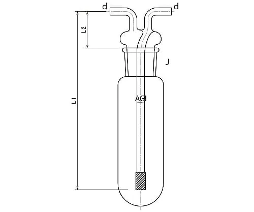 61-3630-35　［Discontinued］Cylindrical Gas-Washing Bottle 100mL　4120-100