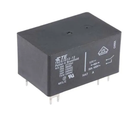 63-7756-12　TE ConnectivityT92 DPST Non-Latching Relay PCB Mount, 12V dc Coil, 30A　T92S7D12-12