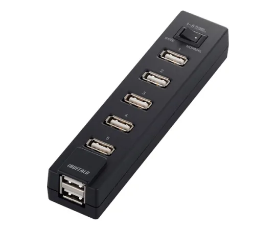 62-4121-23　［Discontinued］USB2.0 Hub 7 Ports with AC Adapter Power Saving Black　BSH7AE03BK