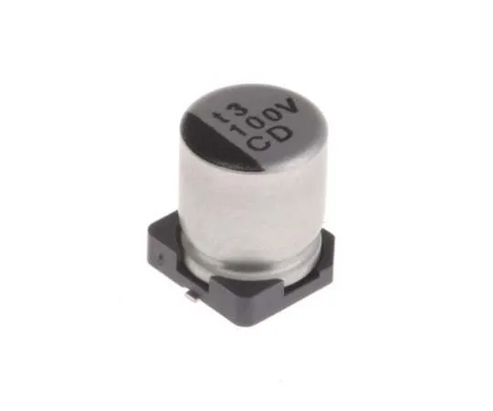 63-7781-80　Nichicon 100μF 35V dc Aluminium Electrolytic Capacitor, Surface Mount 6.3 (Dia.) x 7.7mm +105°C 6.3mm 2.2mm　UCD1V101MCL6GS