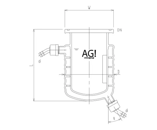 62-2120-80　［Discontinued］Double Tube Separable Reaction Vessel with Media Baffle Hose Port Type　3008-0585A-H