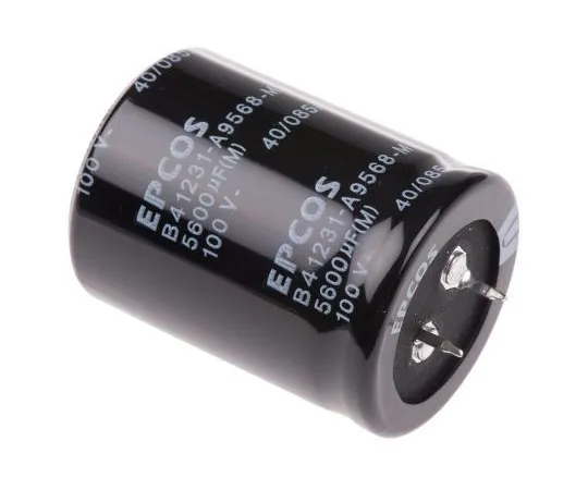 63-7958-96　EPCOS 5600μF 100V dc Aluminium Electrolytic Capacitor, Through Hole 35 (Dia.) x 45mm +85°C 35mm 10mm　B41231A9568M000
