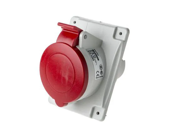 63-7994-69　RS PRO IP44 Red Panel Mount 3P+E Heavy Duty Power Connector Socket, Rated At 32A, 415 V　795-9867