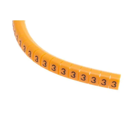 63-8016-48　RS PRO Snap On Cable Marker, Pre-printed 3 Black on Orange 4 → 5mm Dia. Range　812-1408