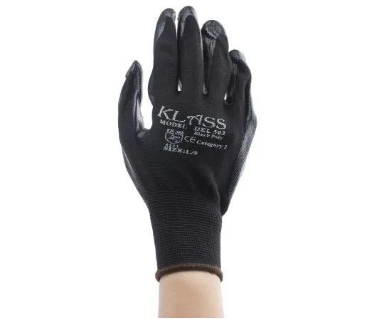 63-8048-02　RS PRO Polyester Nitrile-Coated General Purpose Gloves, size 9, Black　869-1578