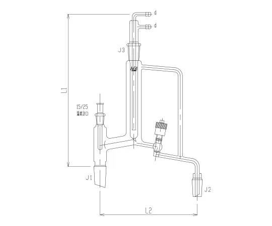 62-2121-62　［Discontinued］Manual Reflux with Greaseless Valve High Vacuum Greaseless Valve Core Rod Material: PTFE　3534VL-4L3L-V