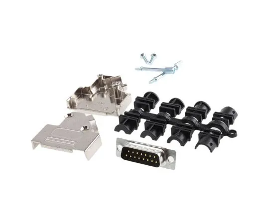 63-7951-93　15 Way D-Sub Plug Connector Kit With Contact Insert, D-sub Plug Connector, Hood, UNC 4-40 Thumb Screws　D45ZK15-DM15P-K