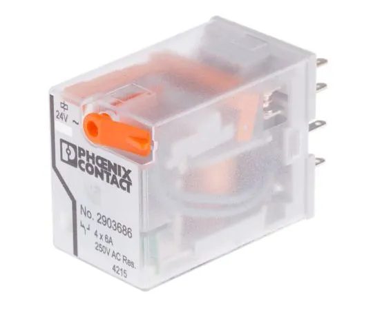 63-7991-98　Phoenix ContactREL-IR4/L- 24AC/4X21 4PDT Non-Latching Relay PCB Mount, 24V ac Coil, 6A　2903686