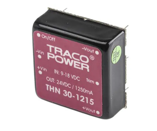 63-7970-36　TRACOPOWER THN 30 30W Isolated DC-DC Converter Through Hole, Voltage in 9 → 18 V dc, Voltage out 24V dc　THN 30-1215