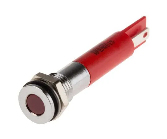 63-8040-63　RS PRO Red Indicator, 220 V ac, 8mm Mounting Hole Size, Solder Lug Termination, IP67　846-2901