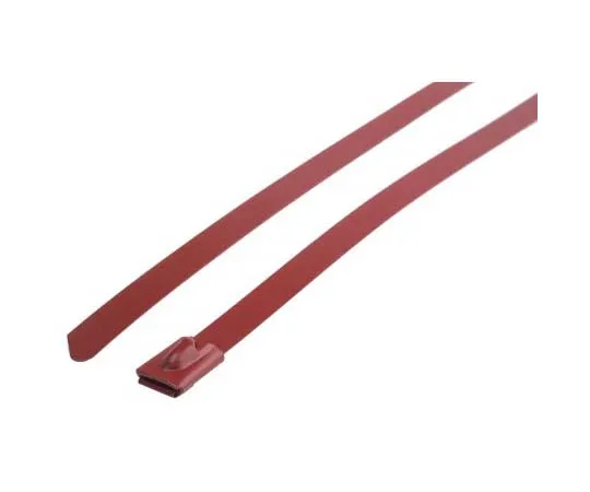 63-7790-30　RS Red Polyester Coated Stainless Steel Roller Ball Cable Tie, 200mm x 7.9 mm　743-6223