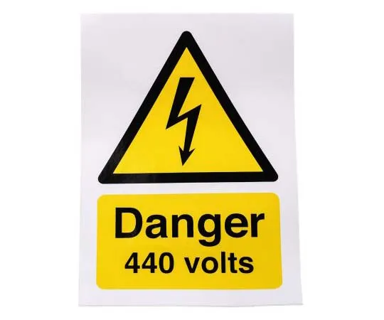 63-7815-51　RS PRO Electrical Safety Label (English, French), Black/Yellow Self-Adhesive Vinyl　763-1566
