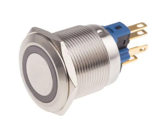 63-8015-18　RS PRO Single Pole Double Throw (SPDT) Latching Green LED Push Button Switch, IP65, IP67, 22 (Dia.)mm, Panel Mount, 24V　811-8503