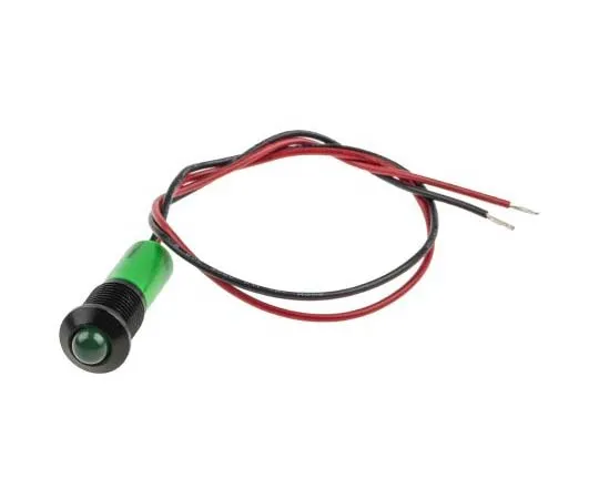 63-7761-64　RS PRO Green Indicator, 220 V ac, 8mm Mounting Hole Size, Lead Wires Termination, IP67　723-9684