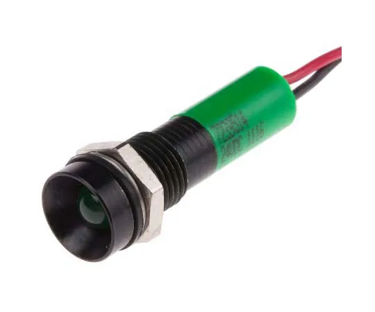 63-7761-39　RS PRO Green Indicator, 24 V dc, 8mm Mounting Hole Size, Lead Wires Termination, IP67　723-9514