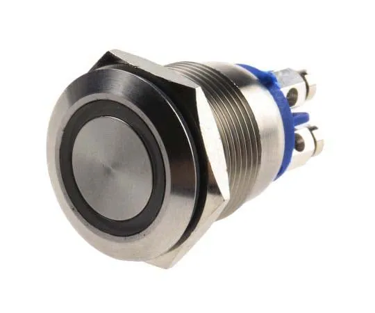 63-7769-06　Bulgin Single Pole Single Throw (SPST) Momentary Blue LED Push Button Switch, IP66, 19.2 (Dia.)mm, Panel Mount, 24V dc　MPI002/TE/BL/24