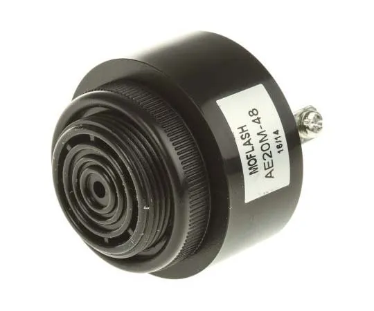 63-7759-90　Black Panel Mount Buzzer, 43 mm Diameter, 48 V dc, 95dB at 1 Metre　AE20M-48