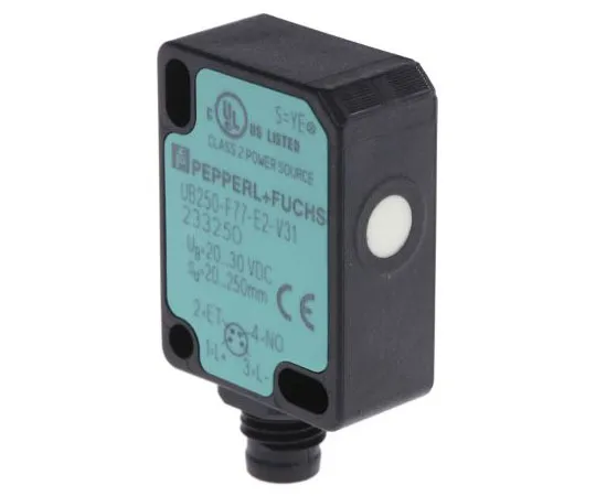 63-7962-59　Pepperl + Fuchs Ultrasonic Sensor Block M8 x 1, 20 → 250 mm, PNP-NO, M8 - 4 Pin IP67　UB250-F77-E2-V31