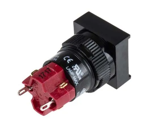 63-7793-61　RS Pro Single Pole Double Throw (SPDT) Latching Push Button Switch, IP40, 16 (Dia.)mm, Panel Mount, 250V ac　745-2556