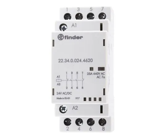 63-7966-18　Finder 4 Pole Contactor, 25 A, 24 V ac Coil, 2NO/2NC, 4 kW　22.34.0.024.4620