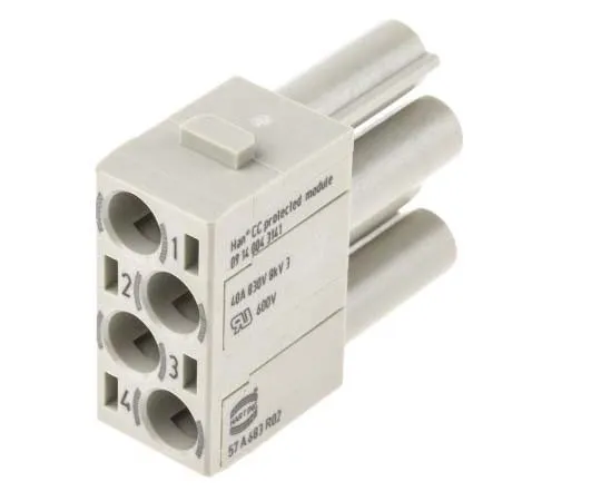 63-7787-18　Han-Modular Series Female Module,4P+E, 4 Way, Rated At 40A, 830 V, For Use With Heavy Duty Power Connectors, Han CC　9140043141