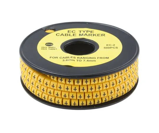 63-8015-95　RS PRO Slide On Cable Marker, Pre-printed + Black on Yellow 3.6 → 7.4mm Dia. Range　812-1051