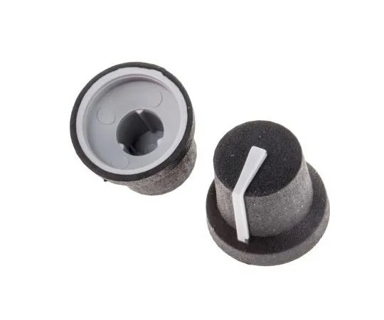 63-7967-44　RS Potentiometer Knob, Push-On Type, 16.8mm Knob Diameter, Black, Splined Shaft Type, 6mm Shaft　777-7347