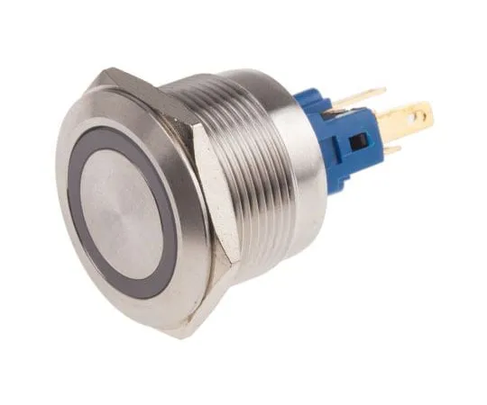 63-8015-27　RS PRO Single Pole Double Throw (SPDT) Momentary Green LED Push Button Switch, IP65, IP67, 22 (Dia.)mm, Panel Mount,　811-8547