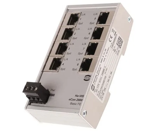 63-8017-75　Harting 8 RJ45 port DIN Rail Mount Ethernet Switch, 10 Mbit/s, 100 Mbit/s　24020080010