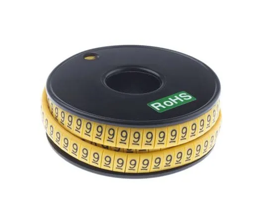 63-8016-08　RS PRO Slide On Cable Marker, Pre-printed 9 Black on Yellow 3.5 → 7mm Dia. Range　812-1105