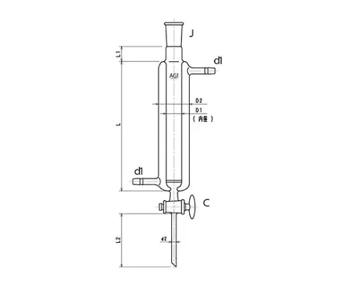 61-4712-82　［Discontinued］Double-Pipe Chromatography Column (Standard Taper Joint) (Glass Cock, with Filter)　3836-10/300-3L
