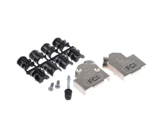 63-7784-15　Amphenol FCI 8655MHR Series Die Cast Zinc Angled D-sub Connector Backshell, 9 Way, Strain Relief　8655MHRA0901KLF