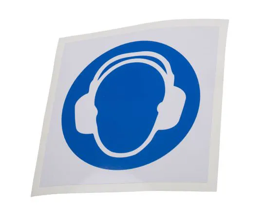 63-8018-46　RS PRO Vinyl Mandatory Wear Ear Protection Sign with Pictogram Only, 100 x 100mm　813-4473