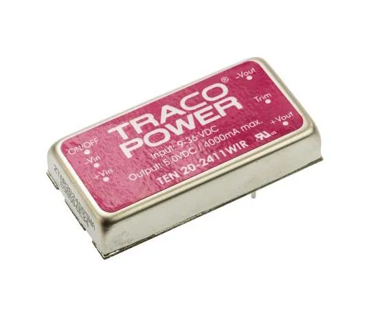 63-7773-58　TRACOPOWER TEN 20WIR 20W Isolated DC-DC Converter Through Hole, Voltage in 9 → 36 V dc, Voltage out 5V dc　TEN 20-2411WIR