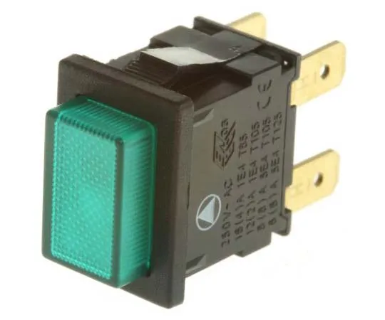 63-7798-12　Arcolectric Double Pole Double Throw (DPDT) Latching Green LED Miniature Push Button Switch, IP65, 12.9 x 19.8mm, Panel　H8353ABNABB