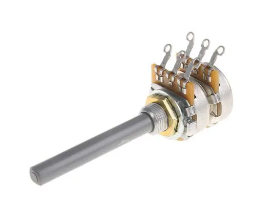 63-7794-67　TE Connectivity 2 Gang Rotary Carbon Potentiometer with a 6.35 mm Dia. Shaft, 47kΩ, ±20%, 0.4W, Linear 27ESA473MMF50NF　27ESA473MMF50NF