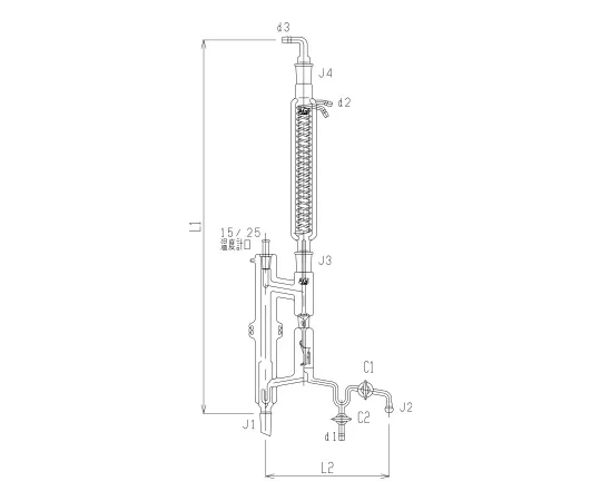 62-2121-71　［Discontinued］Horizontal Automatic Recirculator (Double Tube Condenser Type) Glass Cock　3550D-JC-D