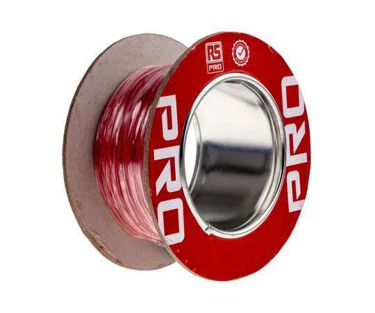 63-8038-01　RS PRO PTFE Equipment Wire 0.22 mm² CSA, Red 100m Reel　841-7235