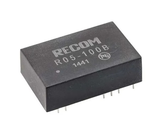 63-7772-43　Recom 5W Isolated DC-DC Converter Through Hole, Voltage in 4.5 → 6 V dc, Voltage out 40 → 120V dc　R05-100B