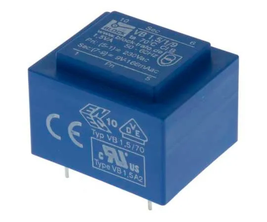 63-7770-42　9V ac 1 Output Through Hole PCB Transformer, 1.5VA　VB 1,5/1/9