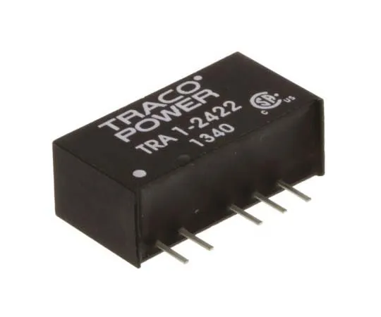 63-7772-69　TRACOPOWER TRA 1 1W Isolated DC-DC Converter Through Hole, Voltage in 21.6 → 26.4 V dc, Voltage out ±12V dc　TRA 1-2422