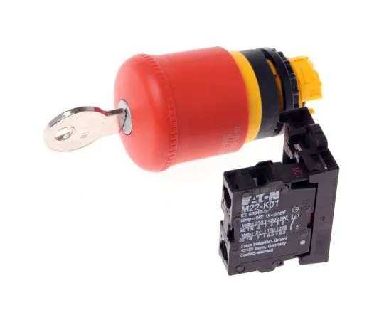 63-8012-39　Eaton RMQ Titan, Red, Key Reset 38mm Round Head Emergency Button　216514 & M22-PVS/K01