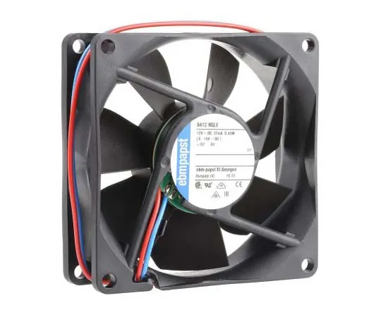 63-7811-35　ebm-papst 8400N Series Axial Fan, 80 x 80 x 25mm, 33m³/h, 500mW, 12 V dc　8412NGLE