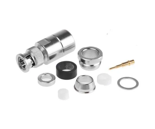 63-7966-91　Telegartner Straight 75Ω Cable Mount BNC Connector, Plug, Nickel, Clamp, Crimp Termination, RG11 A/U, RG216/U　J01002A1940