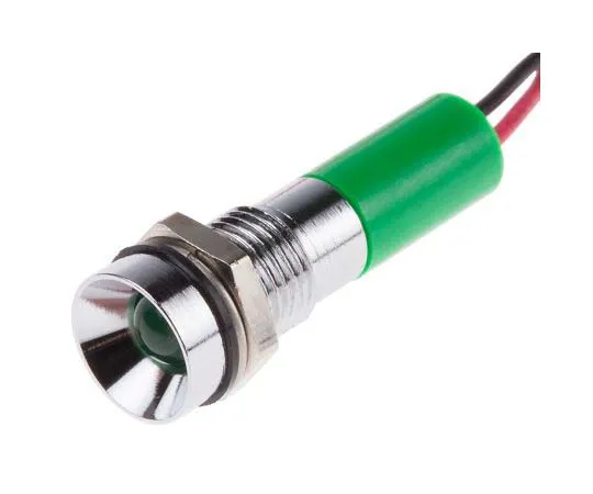 63-7761-24　RS PRO Green Indicator, 24 V dc, 8mm Mounting Hole Size, Lead Wires Termination, IP67　723-9435
